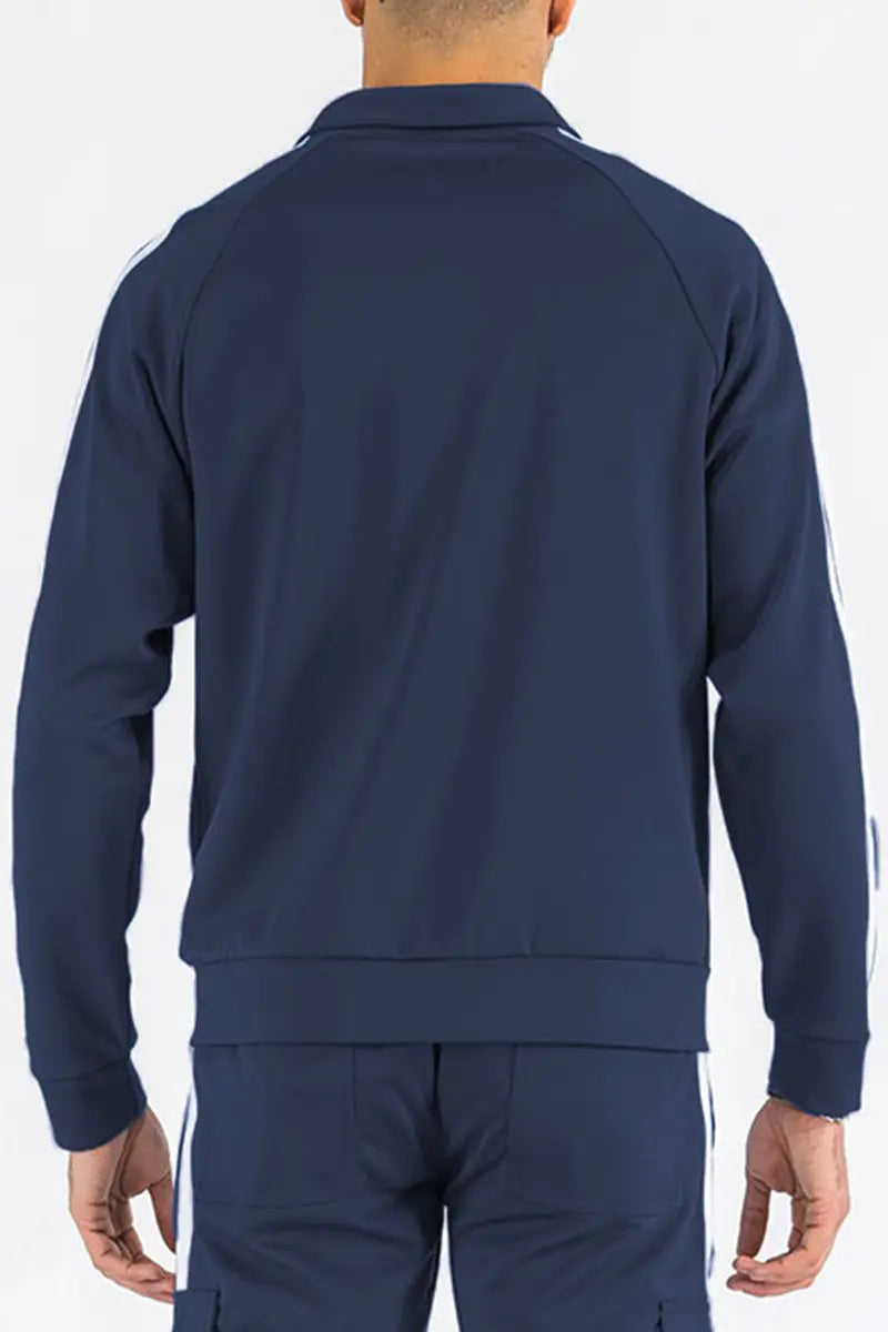 Two Stripe Zip Up Track Jacket TJ700 Lime Milo