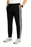 Men’s Black Athletic Track Pants with White Side Stripes – Tapered Fit - PalmSanté