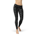 Womens Black Leopard Spots Leggings Maroon Sooty