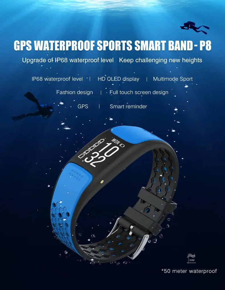 Waterproof Smart Fitness Tracker Watch for Swimming Salmon Lucky